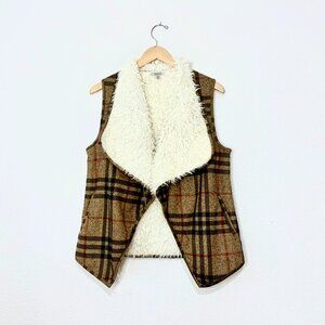 Jodifl Women's Plaid Faux Fur Vest Size Medium